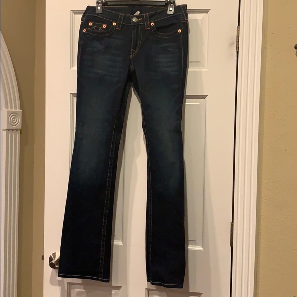 True Religion dark wide leg jeans. Size 30. Great!